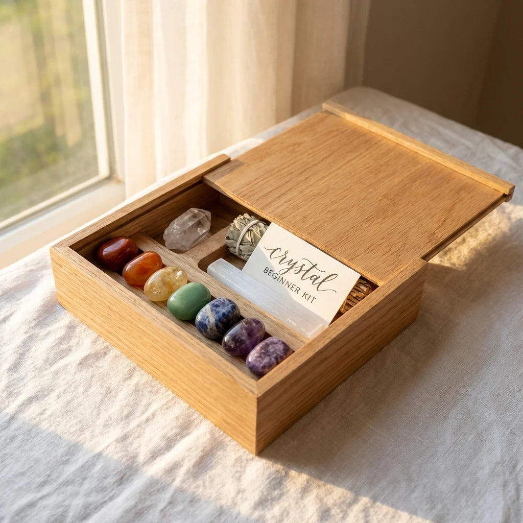 Crystal Beginner Kit 14 Piece Wood Gift Box Hero
