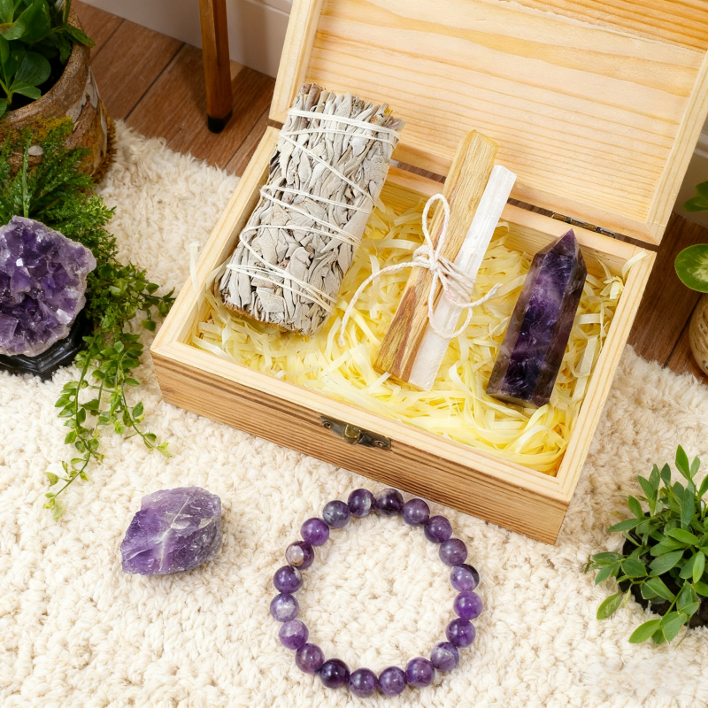 Calm Ritual Box — Sage, Selenite & Amethyst